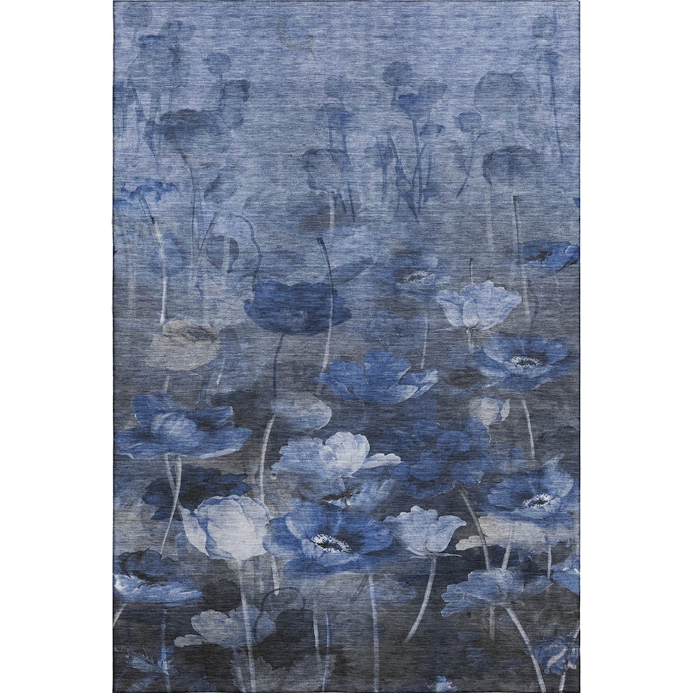 Premium Machine Washable Mayfield  Blue 5' x 7'6" Rug. Picture 1