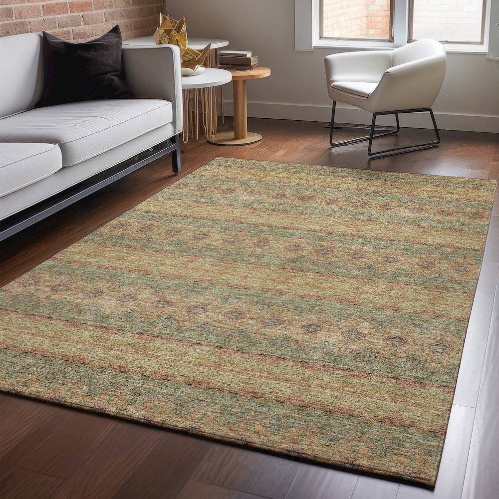 Premium Machine Washable Mayfield  Green 5' x 7'6" Rug. Picture 5