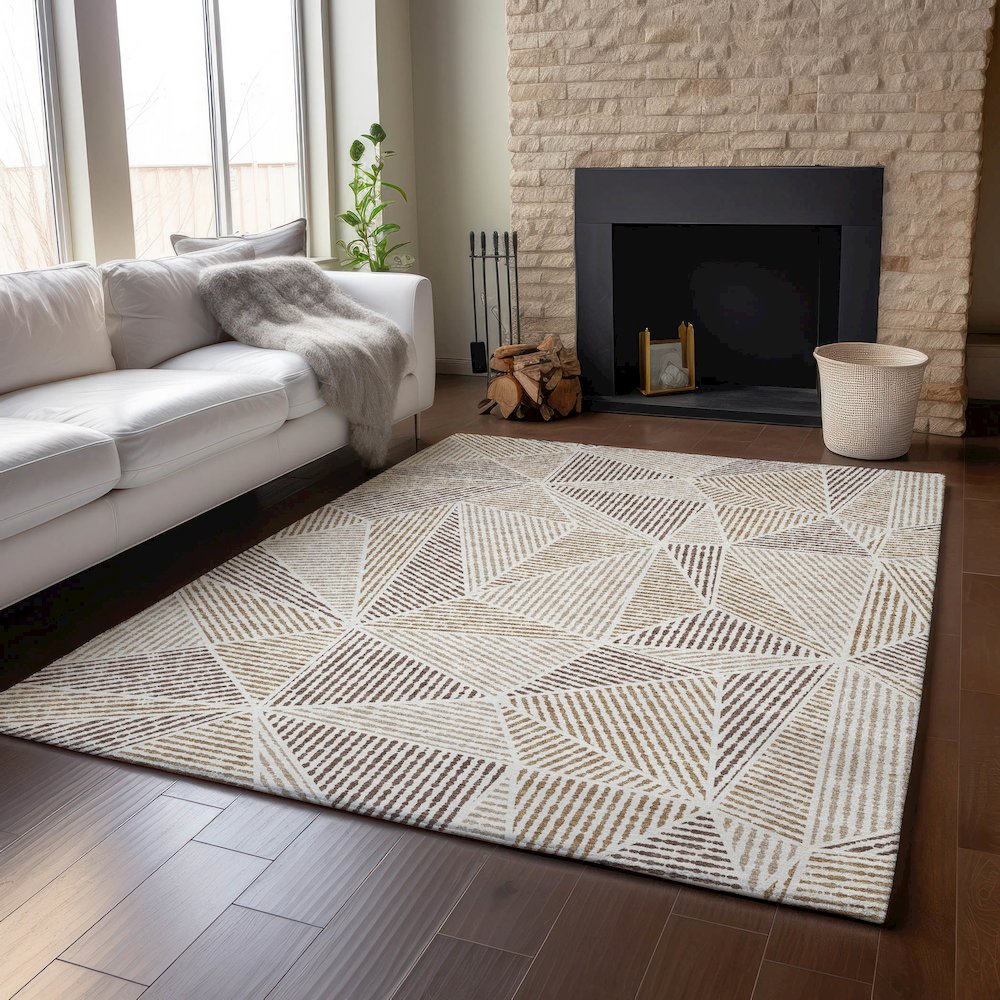 Premium Machine Washable Mayfield  Brown 5' x 7'6" Rug. Picture 6