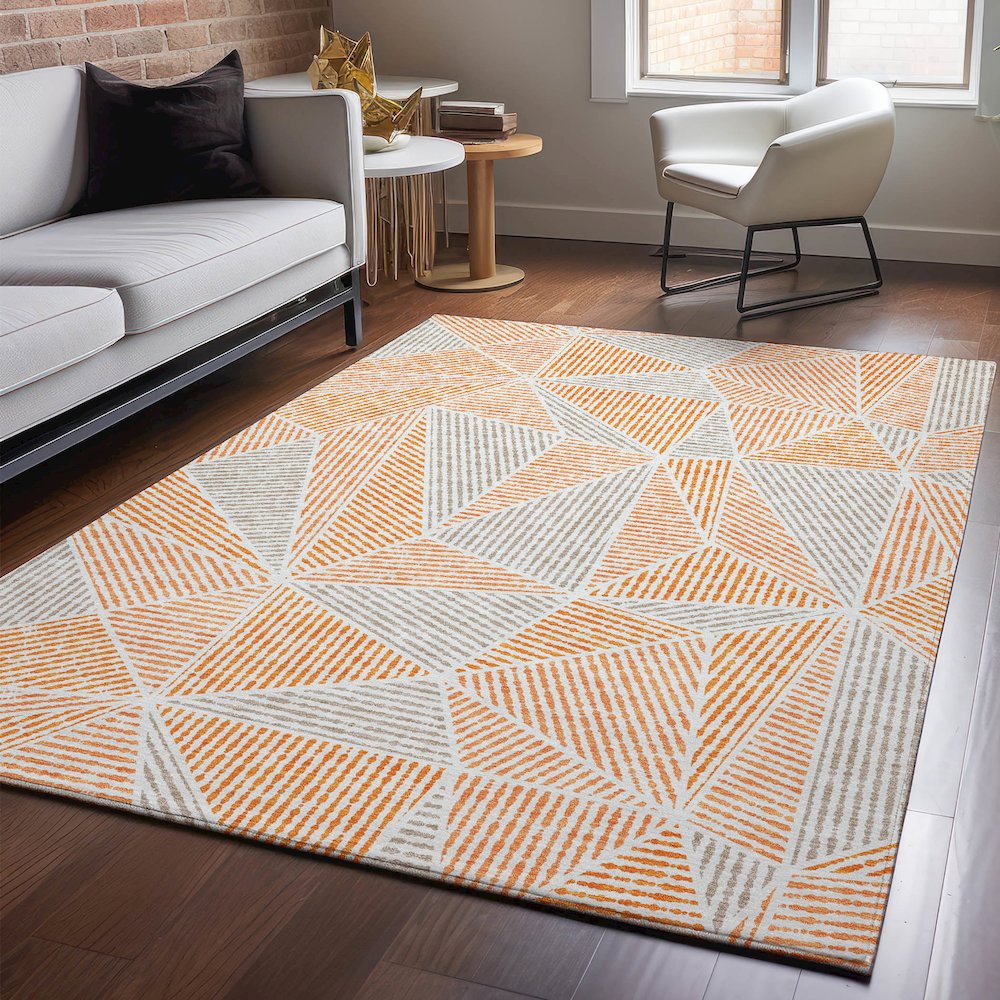 Premium Machine Washable Mayfield  Orange 5' x 7'6" Rug. Picture 5