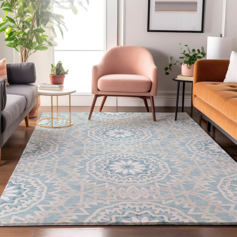 Premium Machine Washable Mayfield  Denim 5' x 7'6" Rug. Picture 5