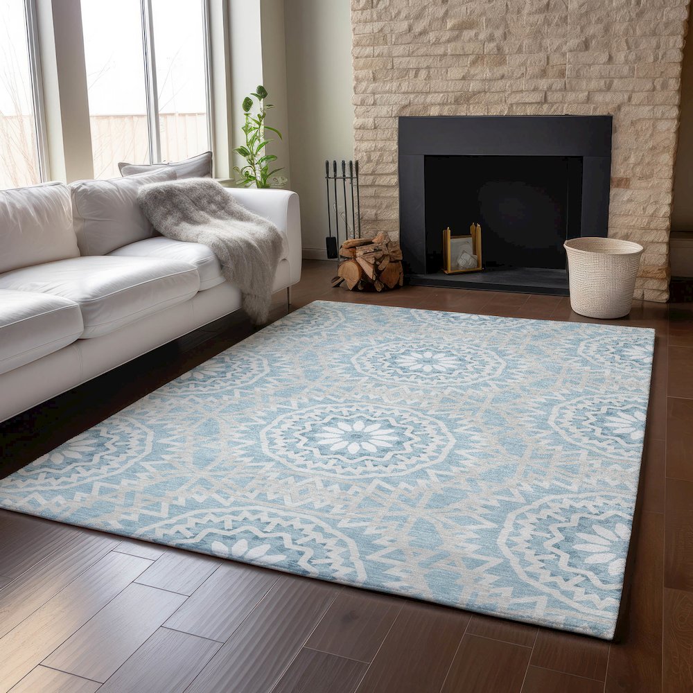 Premium Machine Washable Mayfield  Denim 5' x 7'6" Rug. Picture 6