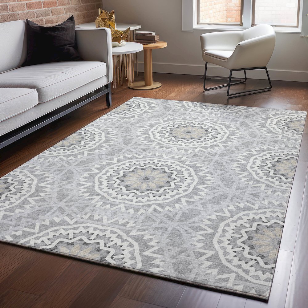 Premium Machine Washable Mayfield  Gray 5' x 7'6" Rug. Picture 5