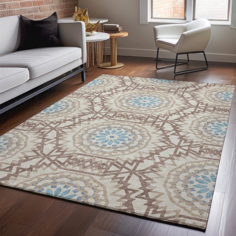 Premium Machine Washable Mayfield  Khaki 5' x 7'6" Rug. Picture 5