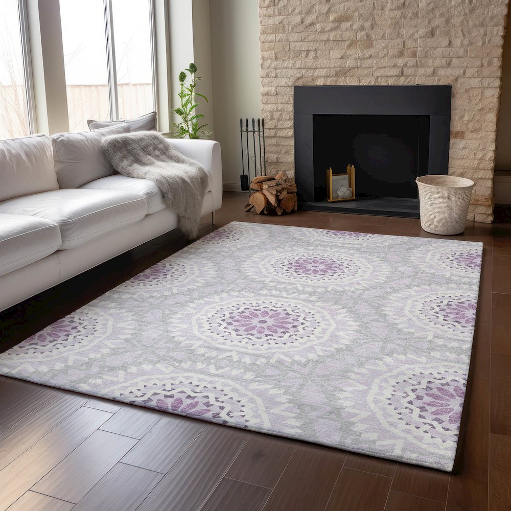 Premium Machine Washable Mayfield  Lilac 5' x 7'6" Rug. Picture 6