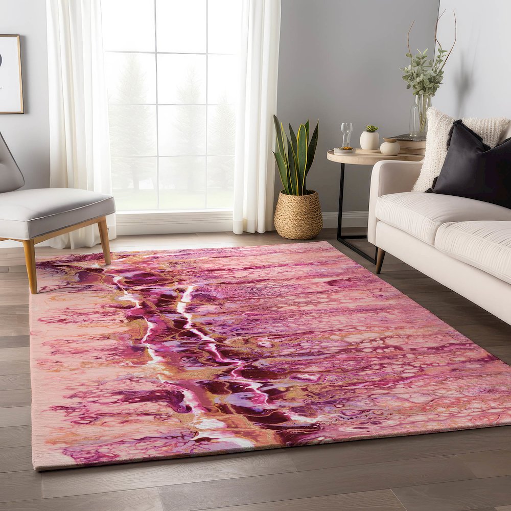 Premium Machine Washable Mayfield  Berry 5' x 7'6" Rug. Picture 5