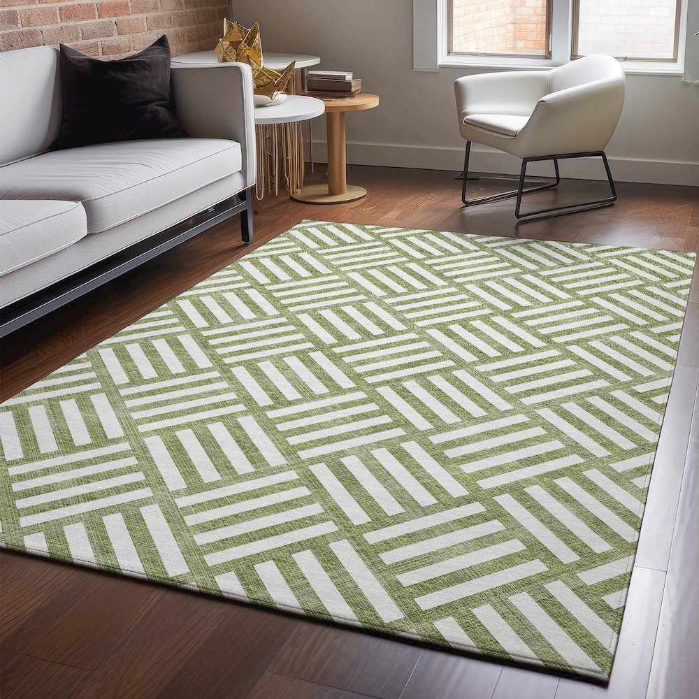 Premium Machine Washable Mayfield  Olive 5' x 7'6" Rug. Picture 5