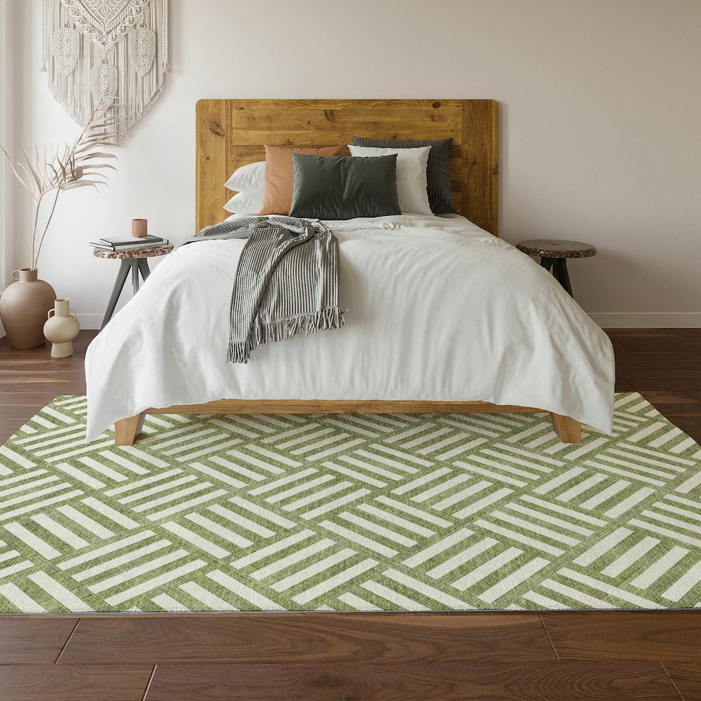Premium Machine Washable Mayfield  Olive 5' x 7'6" Rug. Picture 6