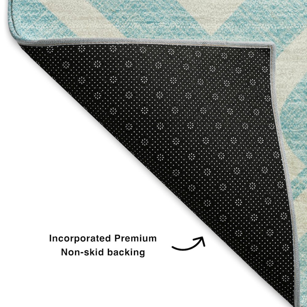 Premium Machine Washable Mayfield  Aqua 2'6" x 3'10" Rug. Picture 2