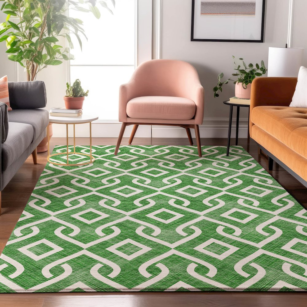 Premium Machine Washable Mayfield  Emerald 5' x 7'6" Rug. Picture 5