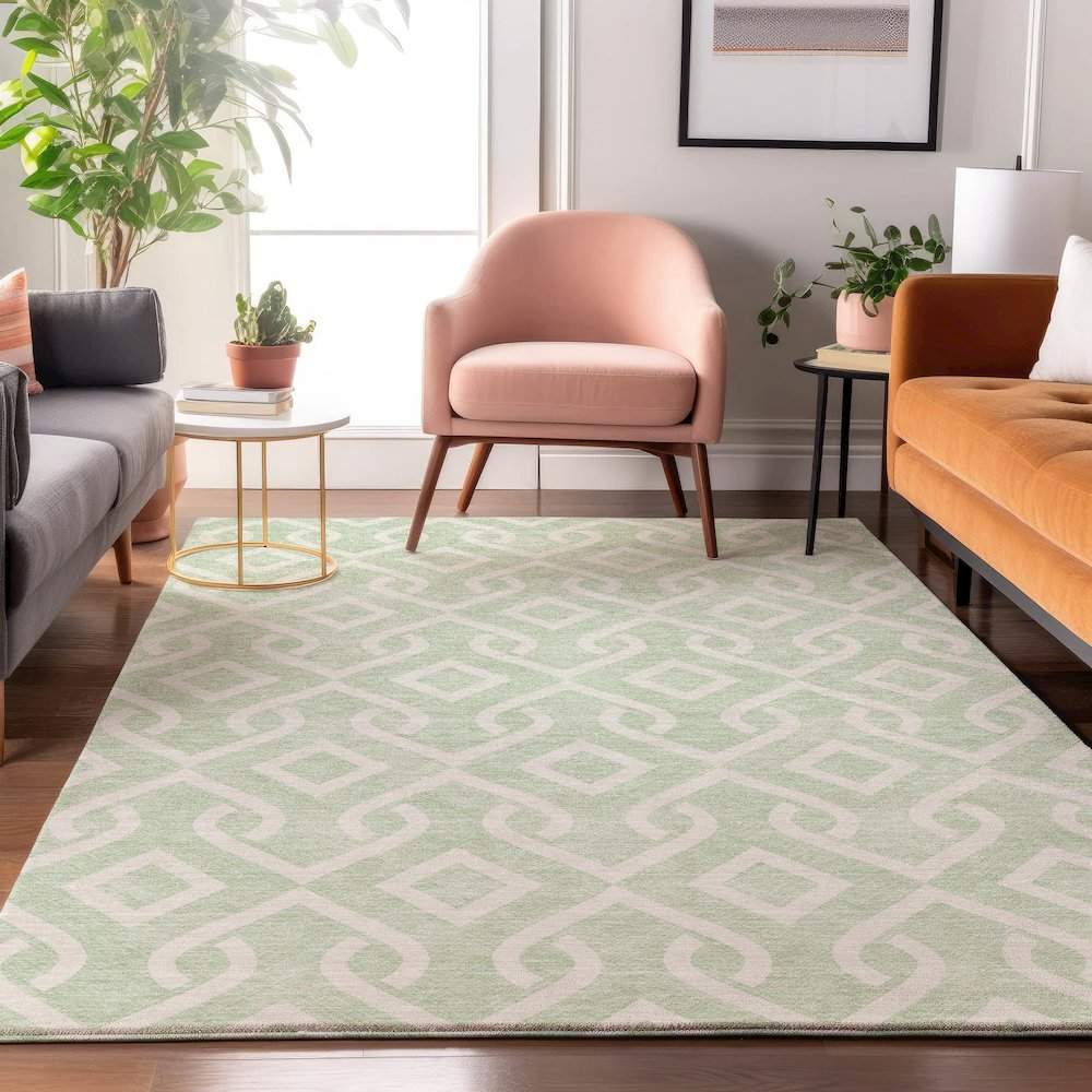 Premium Machine Washable Mayfield  Mint 5' x 7'6" Rug. Picture 5