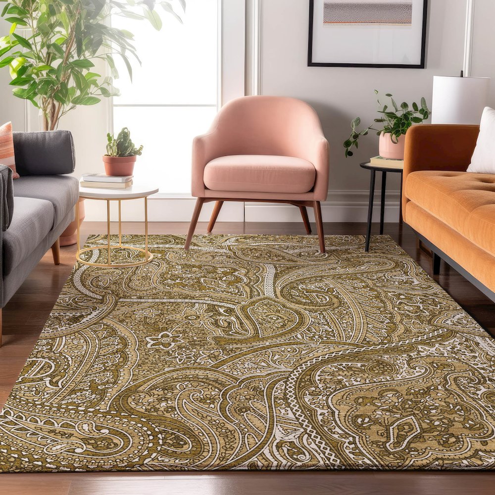 Premium Machine Washable Mayfield  Brown 5' x 7'6" Rug. Picture 5