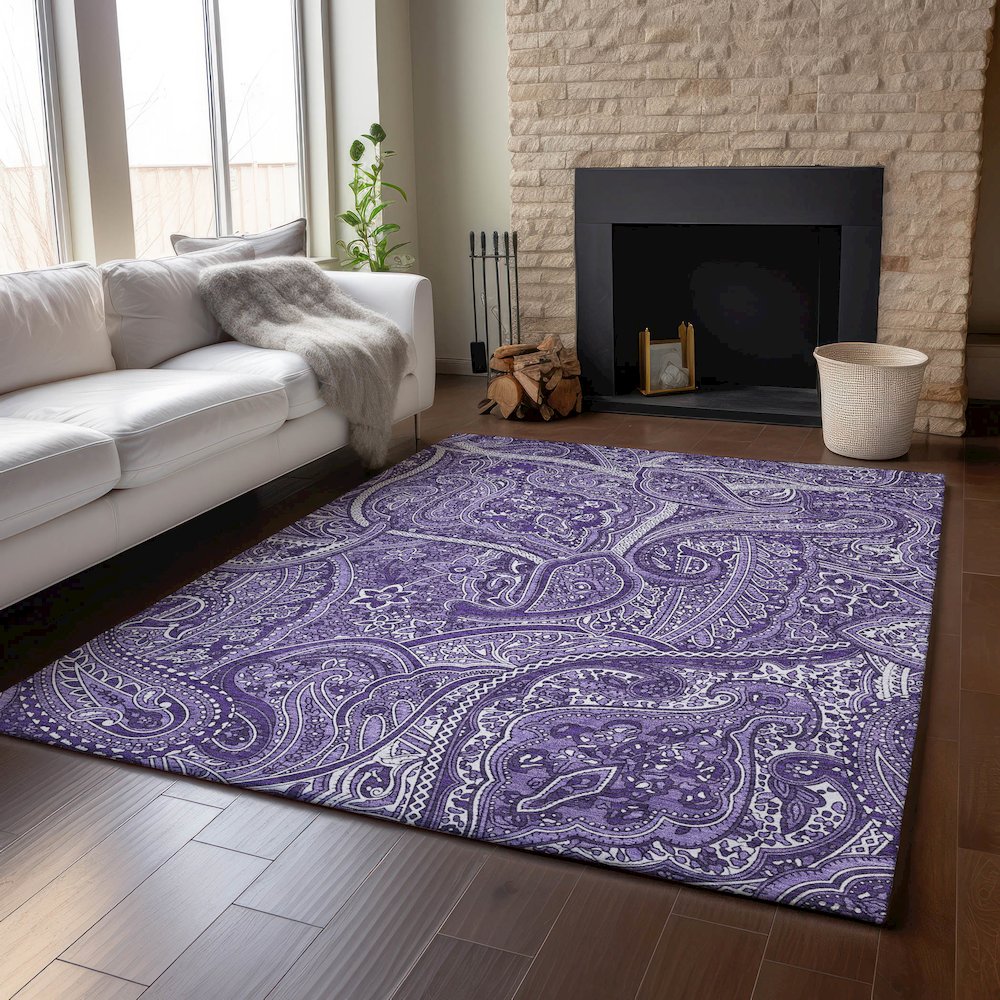 Premium Machine Washable Mayfield  Purple 5' x 7'6" Rug. Picture 6