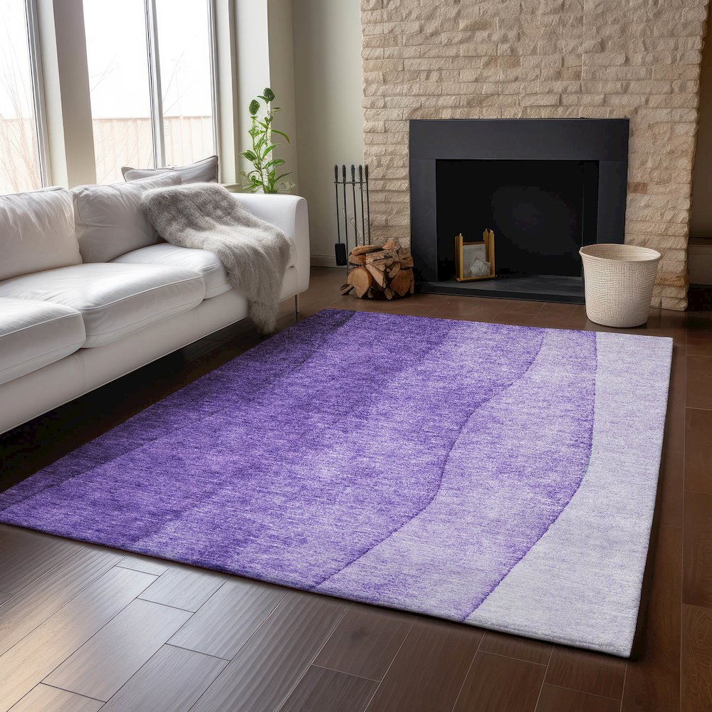 Premium Machine Washable Mayfield  Purple 5' x 7'6" Rug. Picture 6