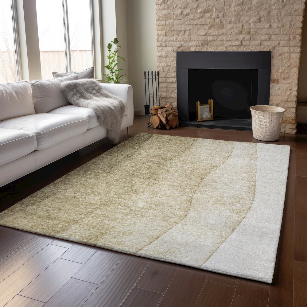 Premium Machine Washable Mayfield  Taupe 5' x 7'6" Rug. Picture 6