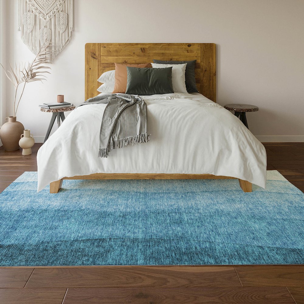 Premium Machine Washable Mayfield  Teal 5' x 7'6" Rug. Picture 6