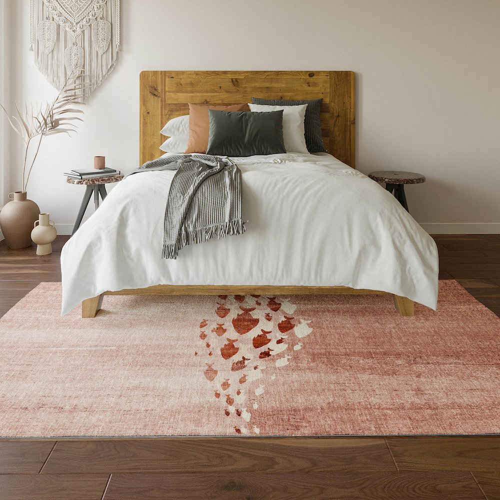 Premium Machine Washable Mayfield  Terracotta 5' x 7'6" Rug. Picture 6