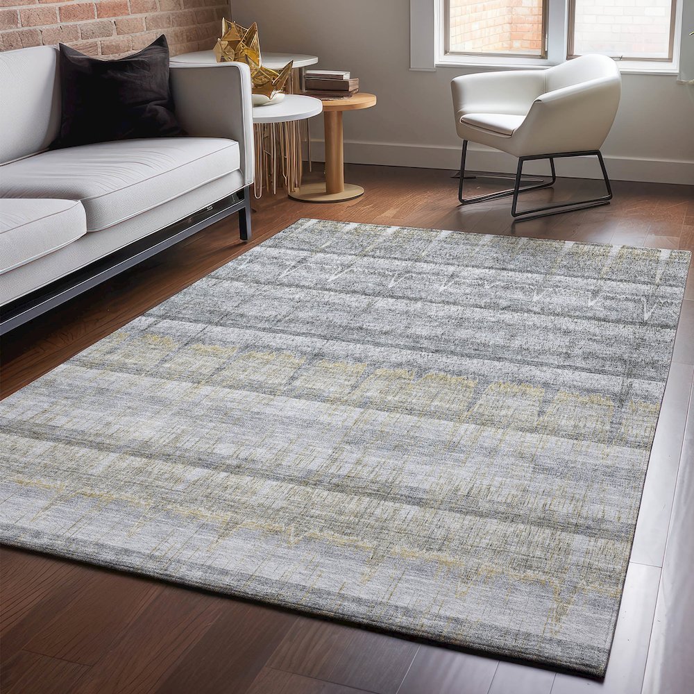 Premium Machine Washable Mayfield  Gray 5' x 7'6" Rug. Picture 5