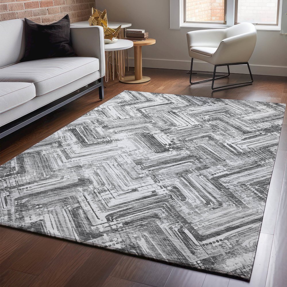 Premium Machine Washable Mayfield  Gray 5' x 7'6" Rug. Picture 5