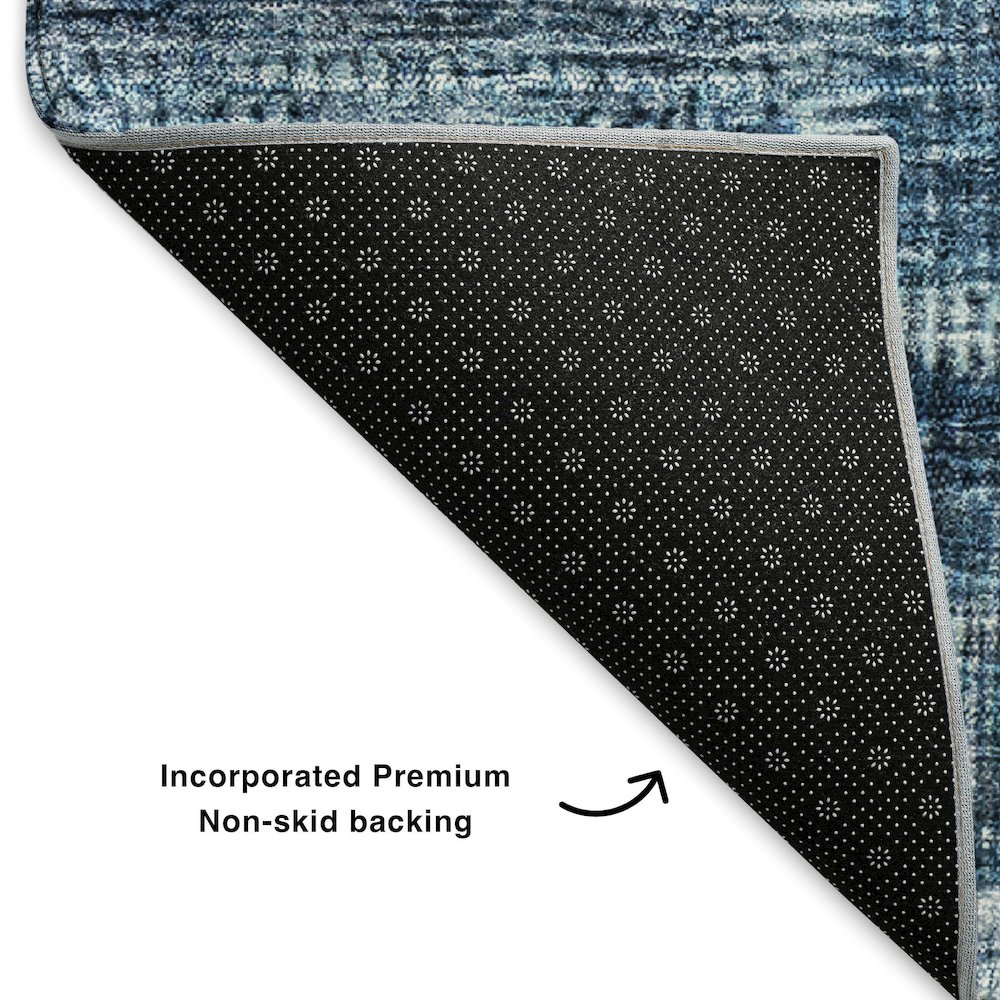 Premium Machine Washable Mayfield  Blue 2'6" x 3'10" Rug. Picture 2