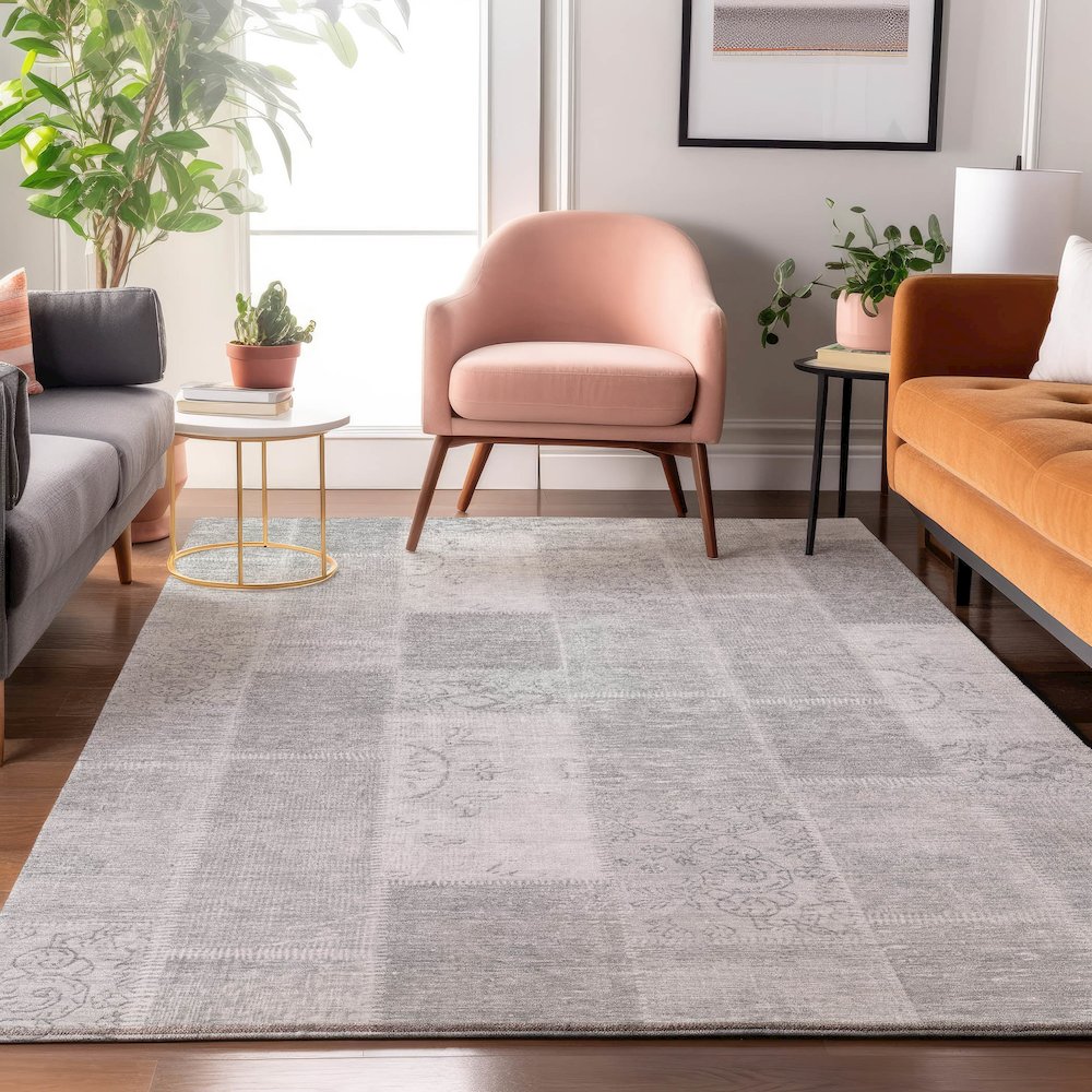 Premium Machine Washable Mayfield  Silver 5' x 7'6" Rug. Picture 5