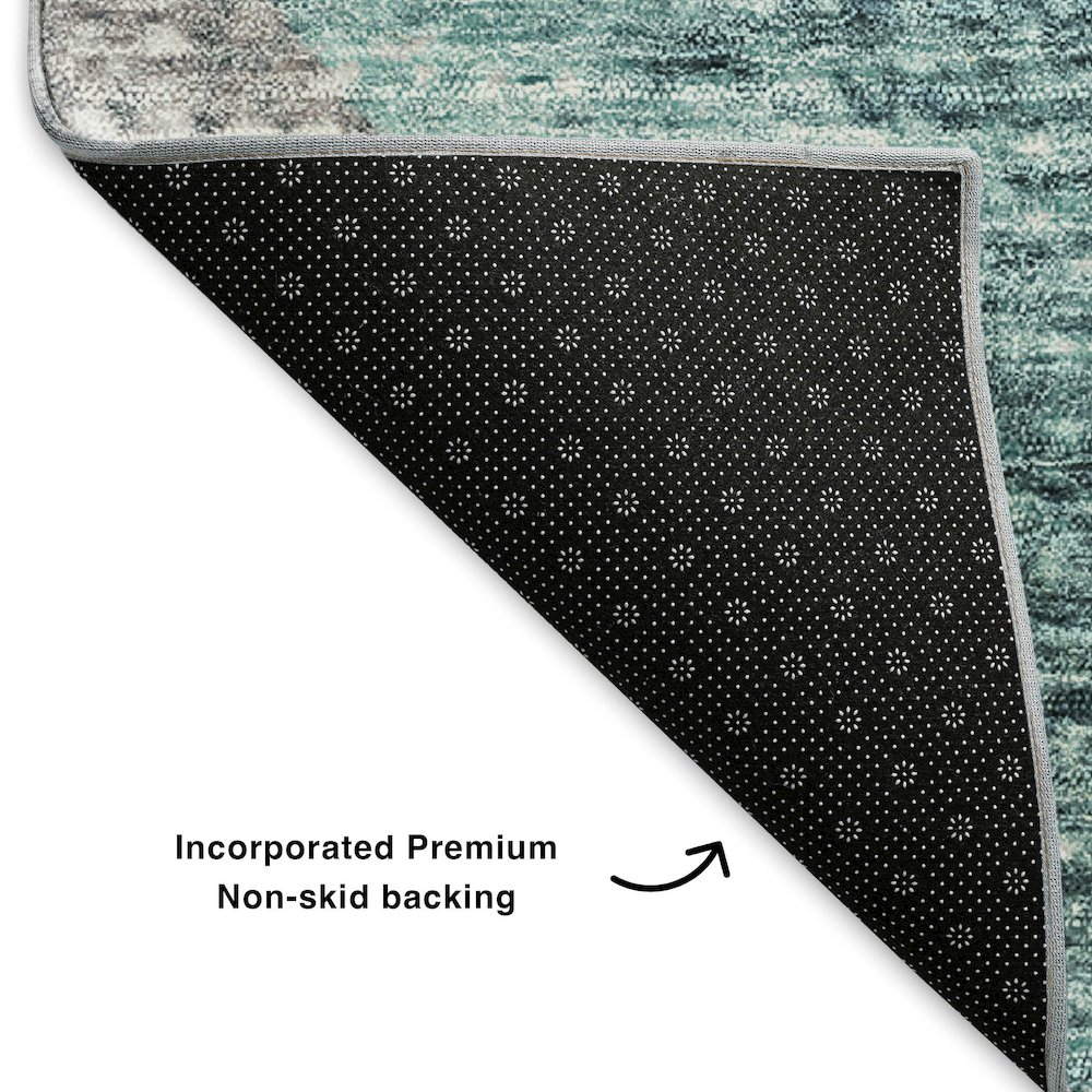 Premium Machine Washable Mayfield  Teal 2'6" x 3'10" Rug. Picture 2