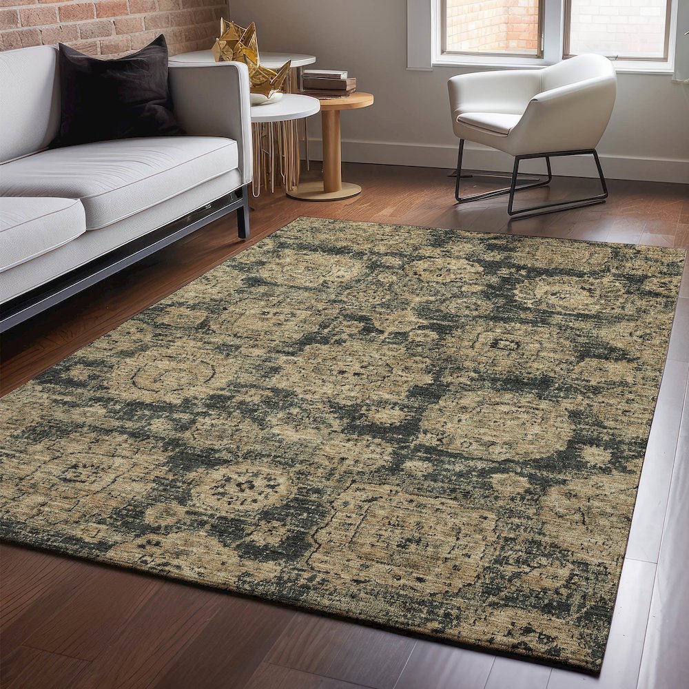 Premium Machine Washable Mayfield  Charcoal 5' x 7'6" Rug. Picture 5