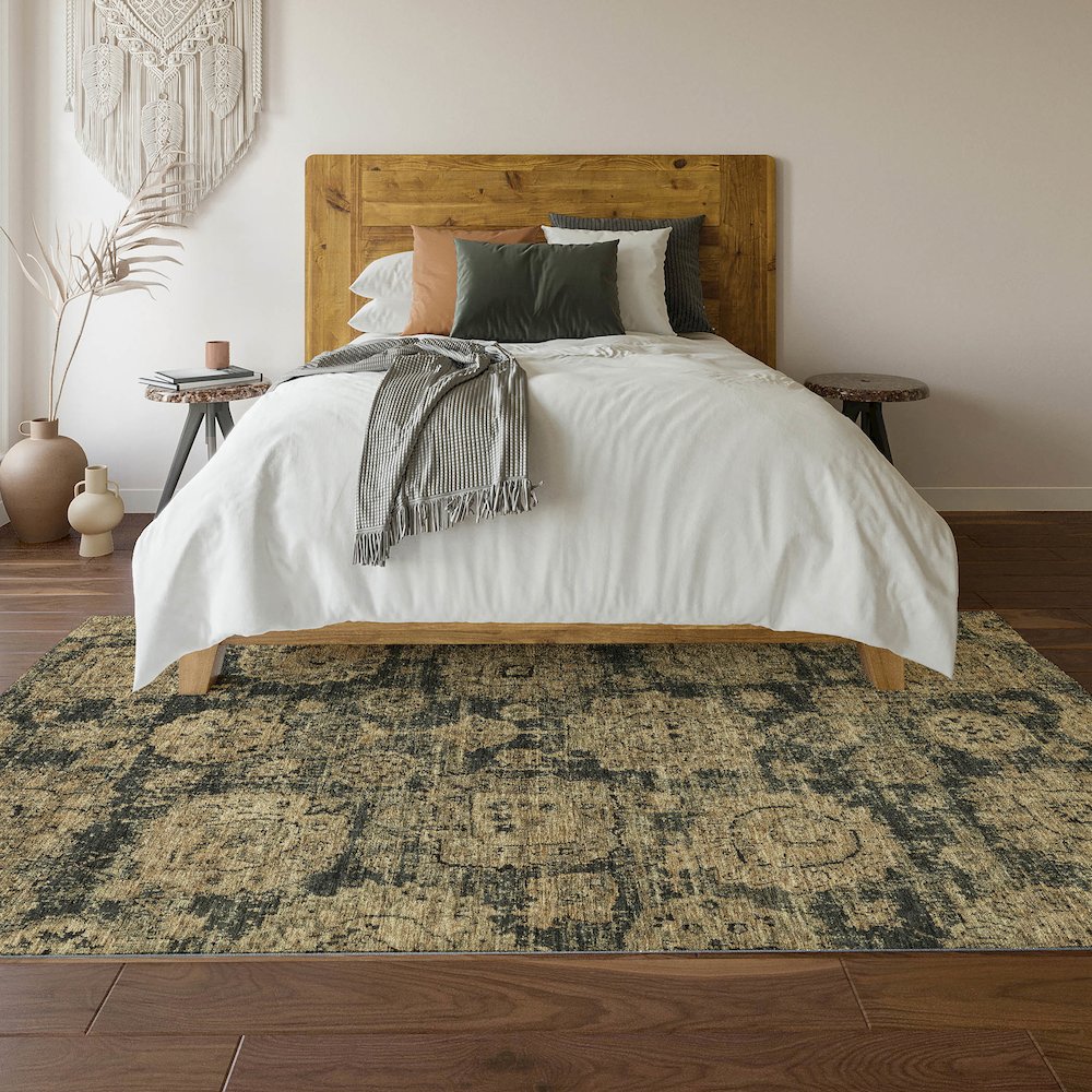 Premium Machine Washable Mayfield  Charcoal 5' x 7'6" Rug. Picture 6