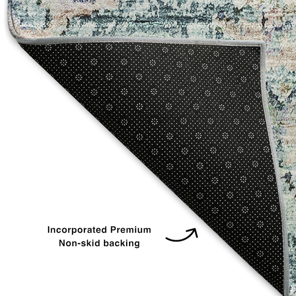 Premium Machine Washable Mayfield  Teal 2'6" x 3'10" Rug. Picture 2