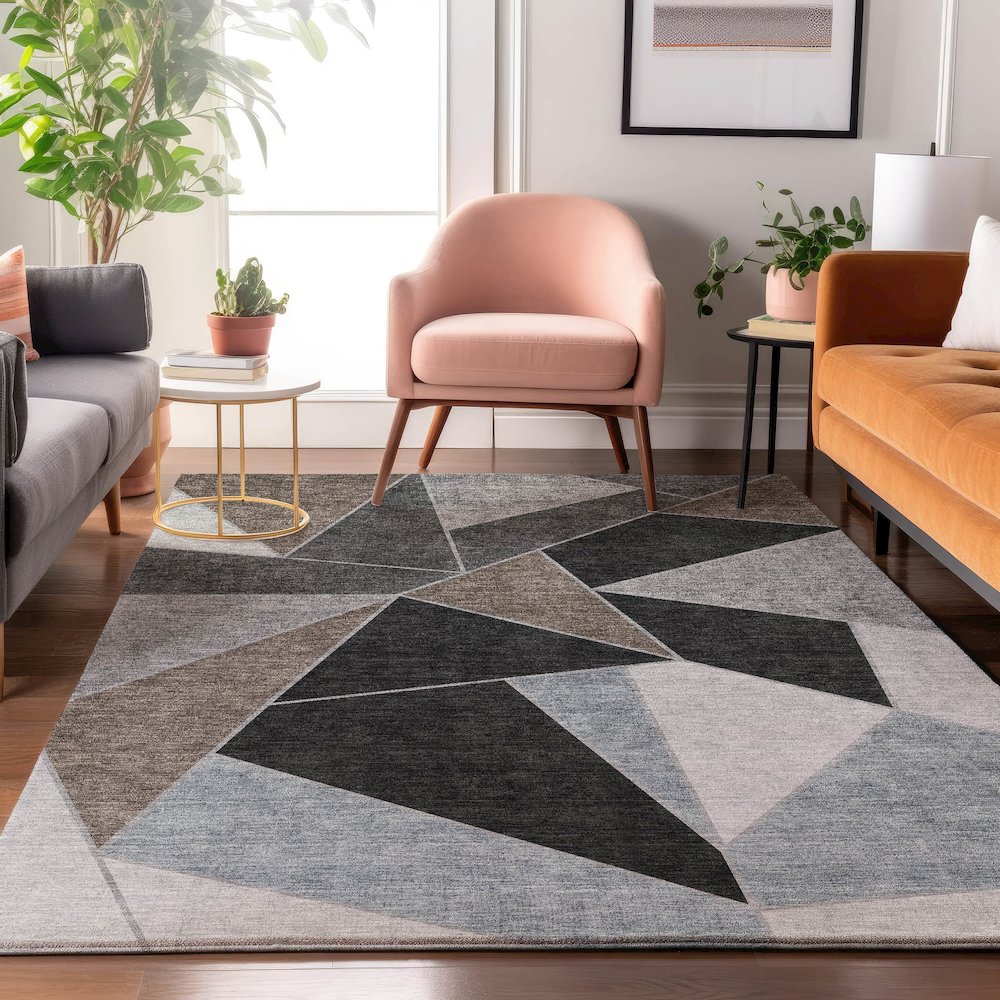 Premium Machine Washable Mayfield  Chocolate 5' x 7'6" Rug. Picture 5