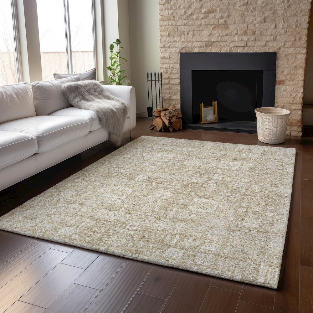 Premium Machine Washable Mayfield  Beige 5' x 7'6" Rug. Picture 6