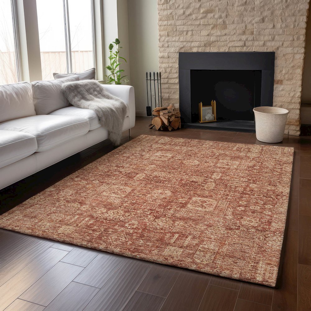 Premium Machine Washable Mayfield  Paprika 5' x 7'6" Rug. Picture 6