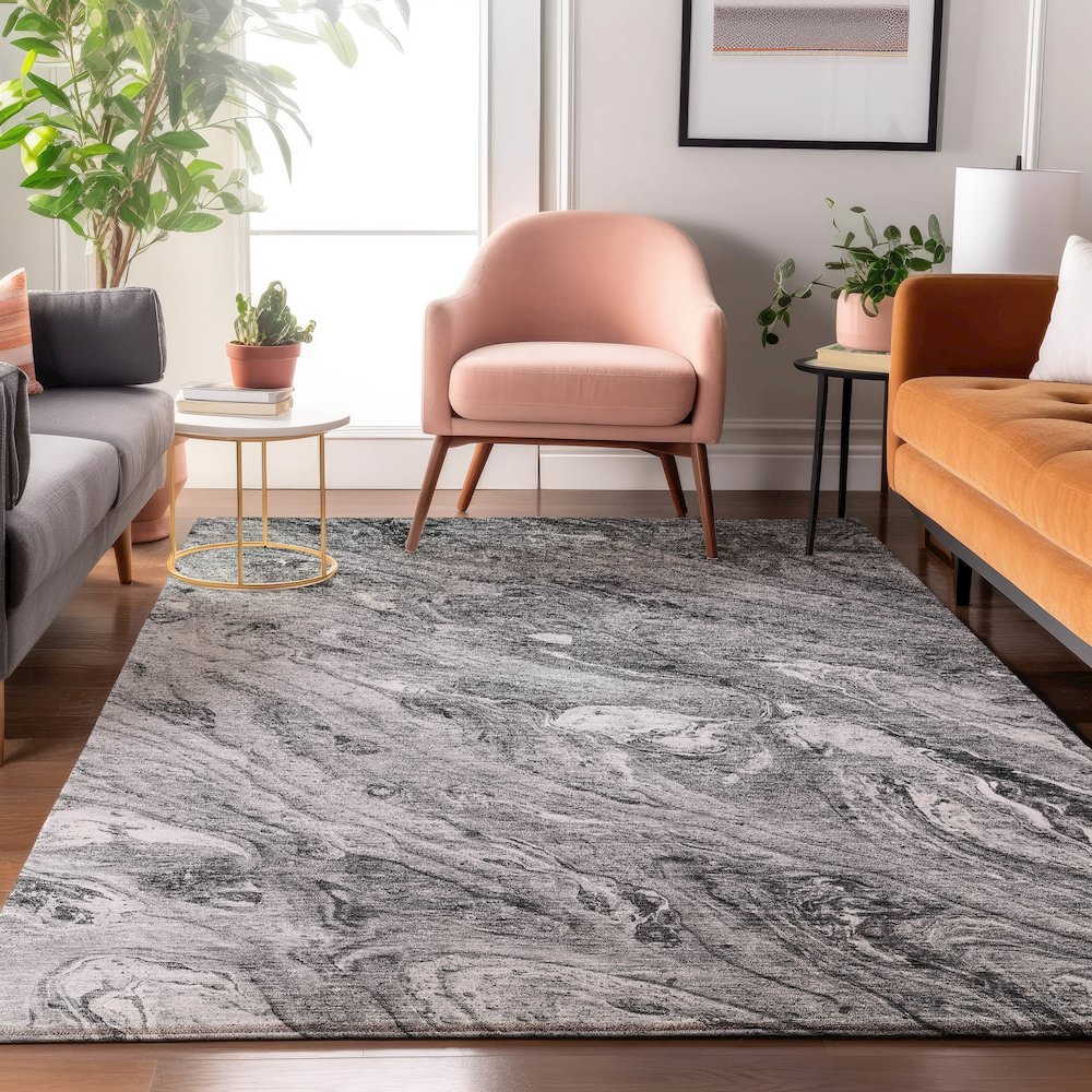 Premium Machine Washable Mayfield  Gray 5' x 7'6" Rug. Picture 5