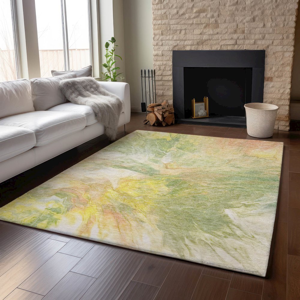 Premium Machine Washable Mayfield  Green 5' x 7'6" Rug. Picture 6
