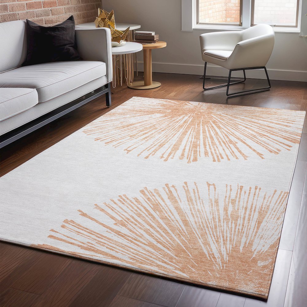 Premium Machine Washable Mayfield  Salmon 5' x 7'6" Rug. Picture 5