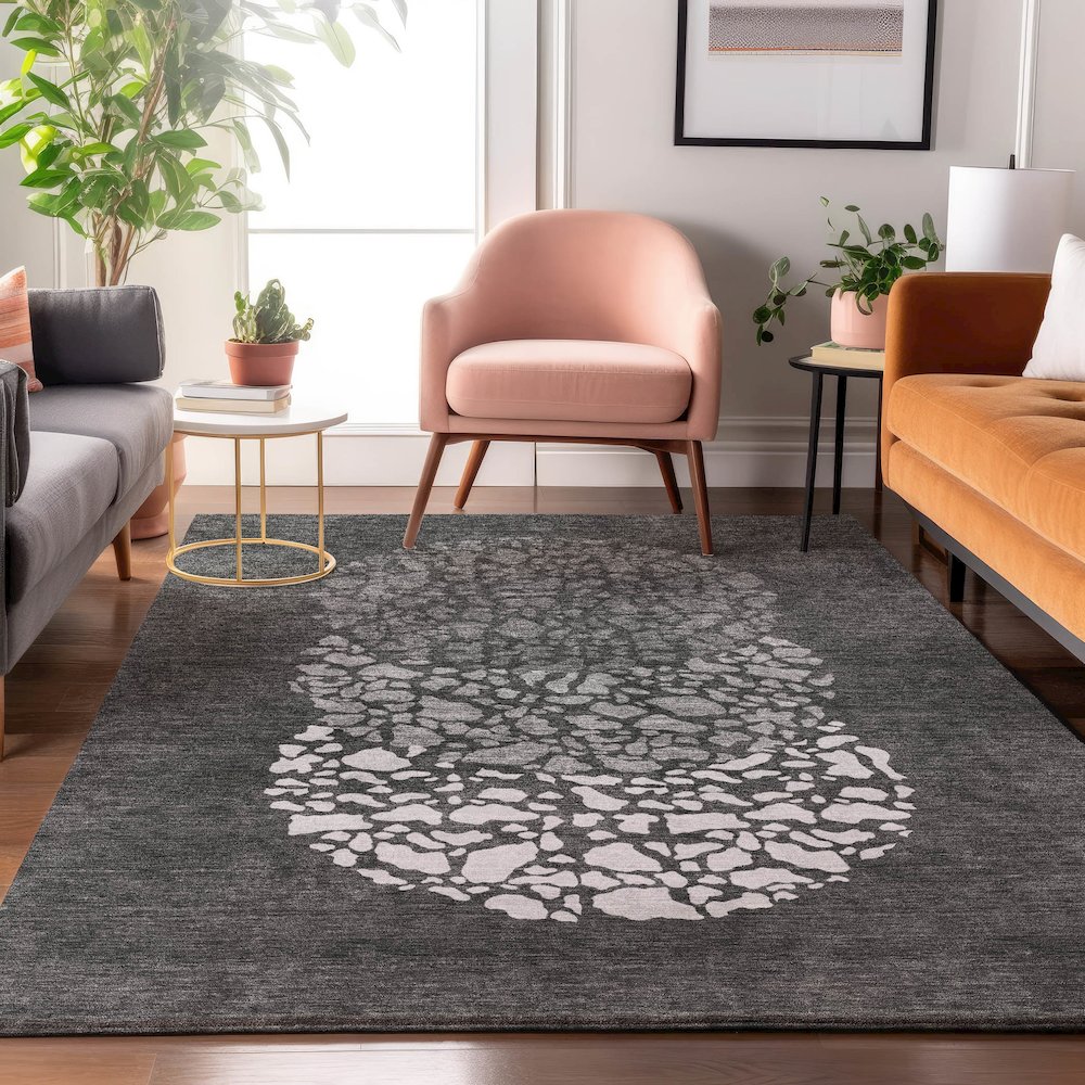 Premium Machine Washable Mayfield  Charcoal 5' x 7'6" Rug. Picture 5