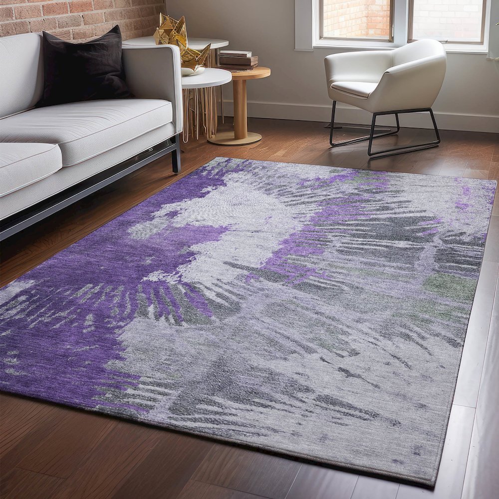 Premium Machine Washable Mayfield  Purple 5' x 7'6" Rug. Picture 5