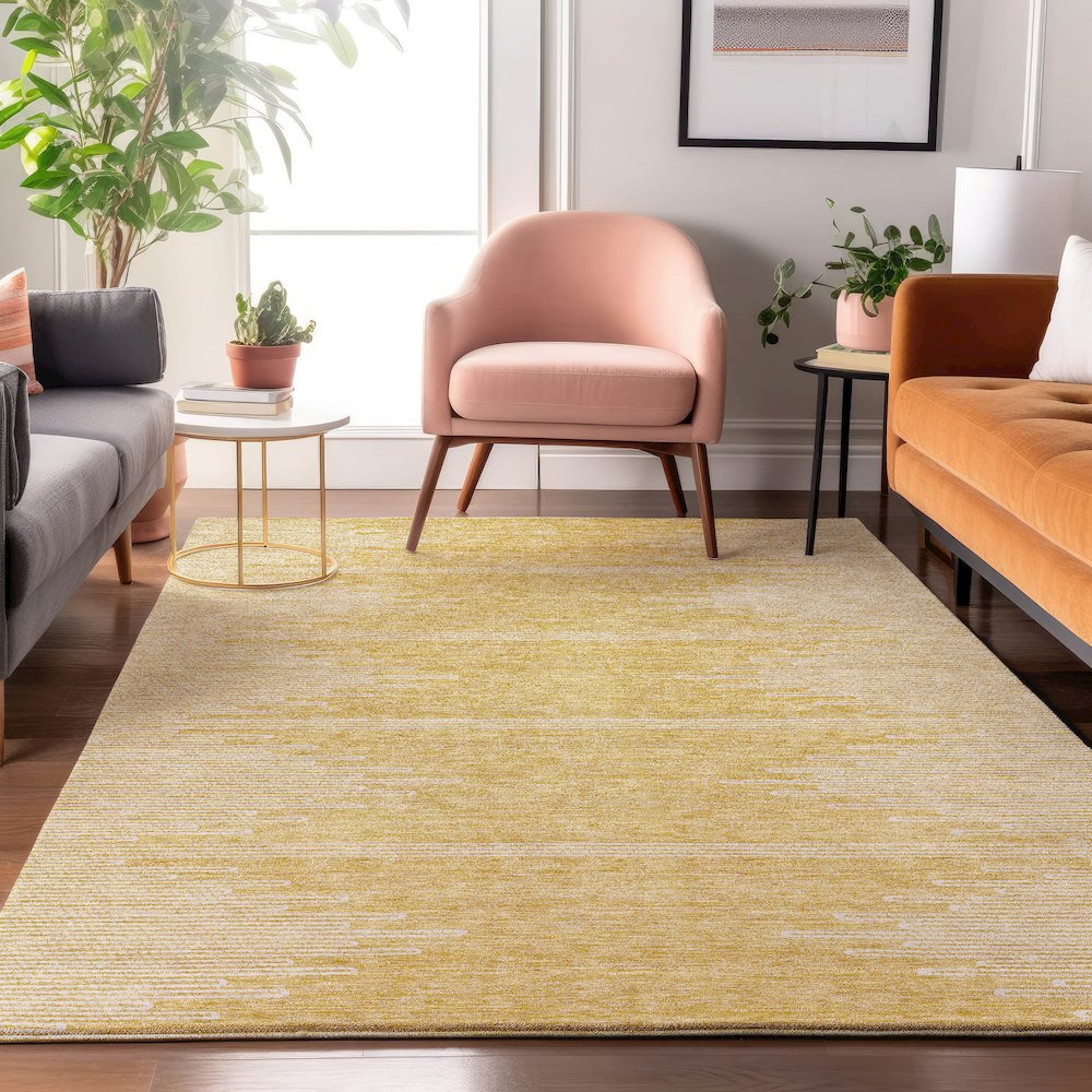 Premium Machine Washable Mayfield  Gold 5' x 7'6" Rug. Picture 5