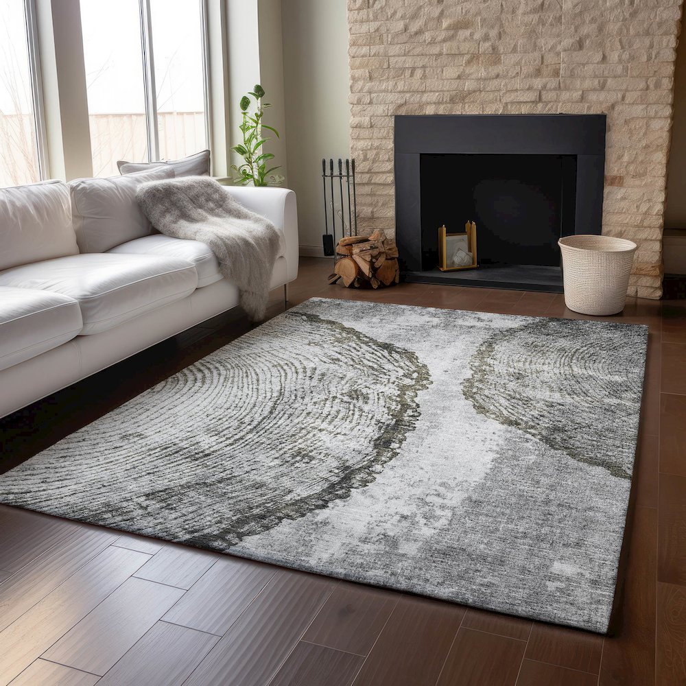 Premium Machine Washable Mayfield  Gray 5' x 7'6" Rug. Picture 6