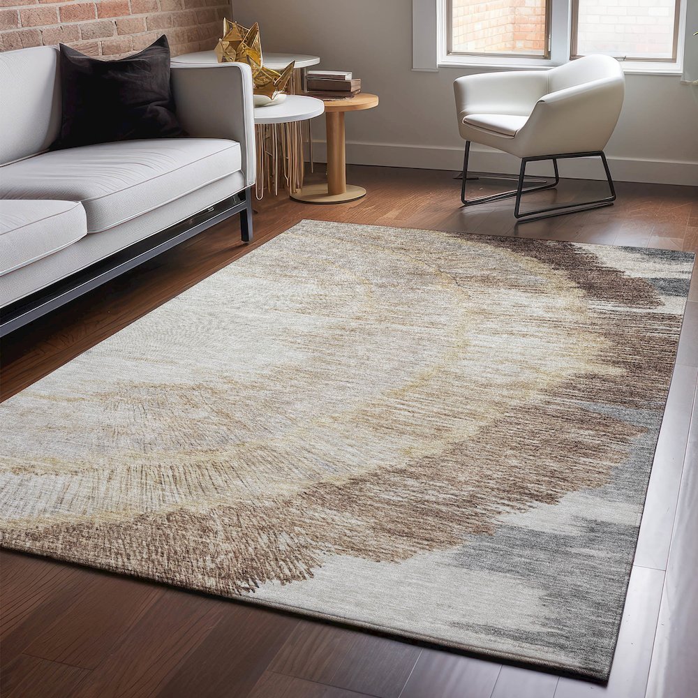 Premium Machine Washable Mayfield  Brown 5' x 7'6" Rug. Picture 5