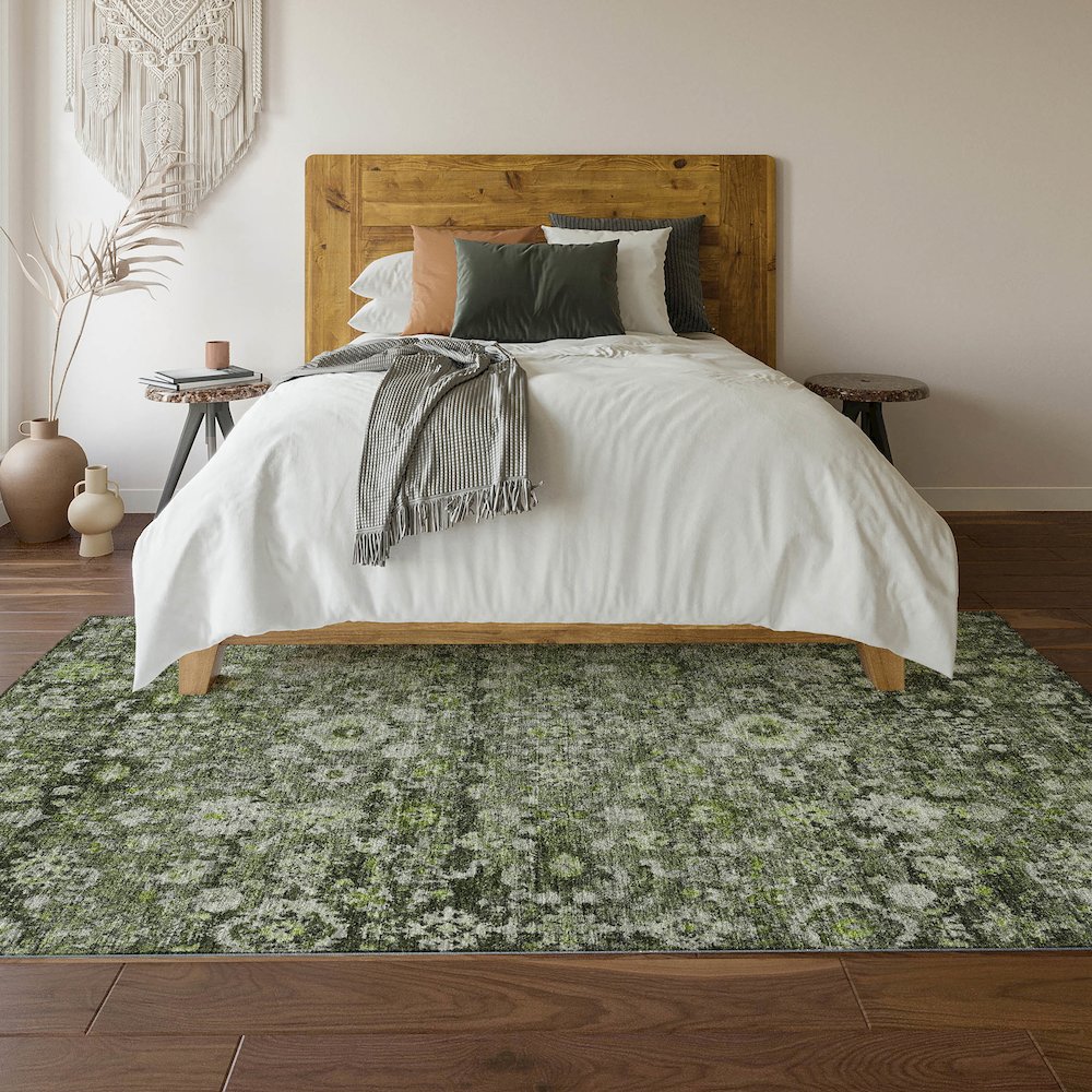 Premium Machine Washable Mayfield  Green 5' x 7'6" Rug. Picture 6