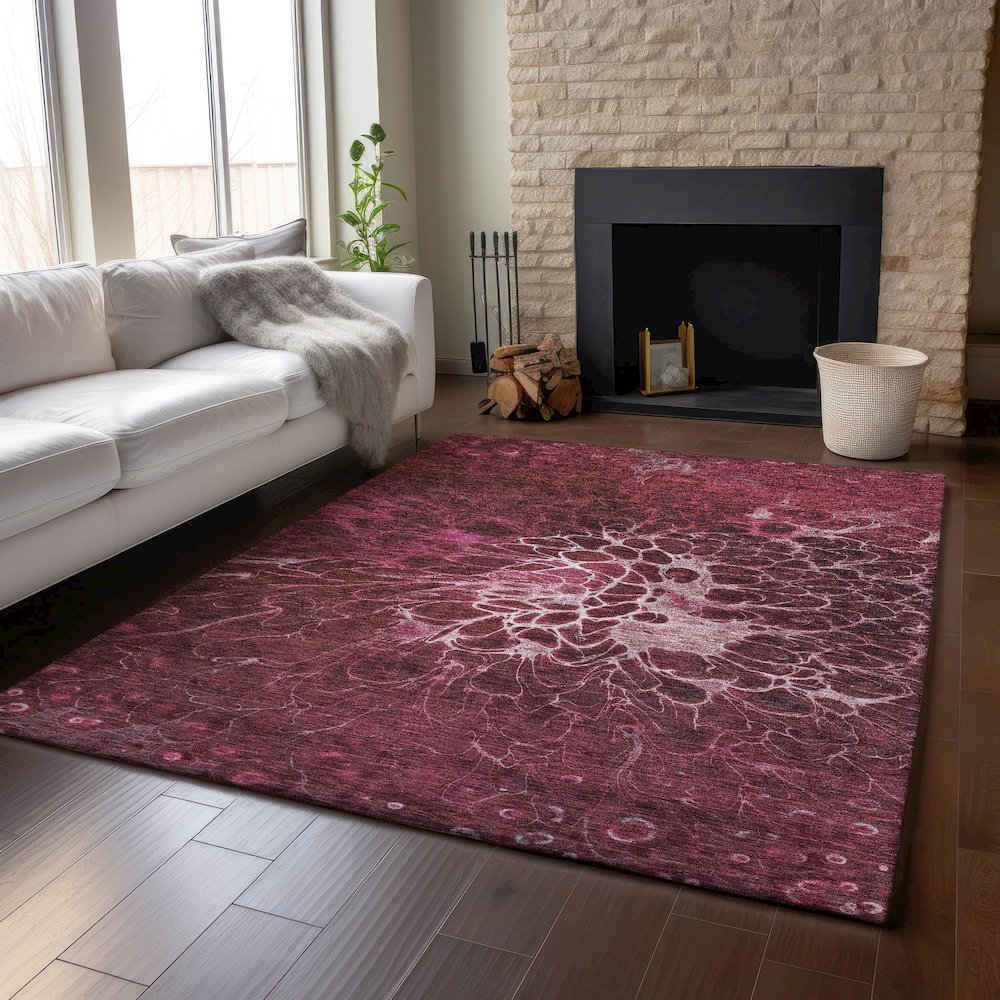 Premium Machine Washable Mayfield AMF652 Merlot 5' x 7'6" Rug. Picture 6