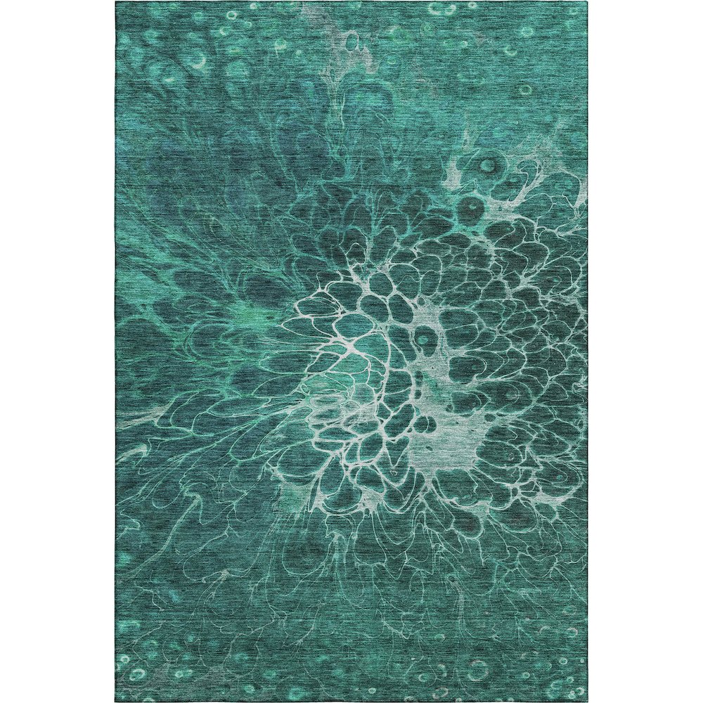 Premium Machine Washable Mayfield AMF652 Teal 5' x 7'6" Rug. Picture 1