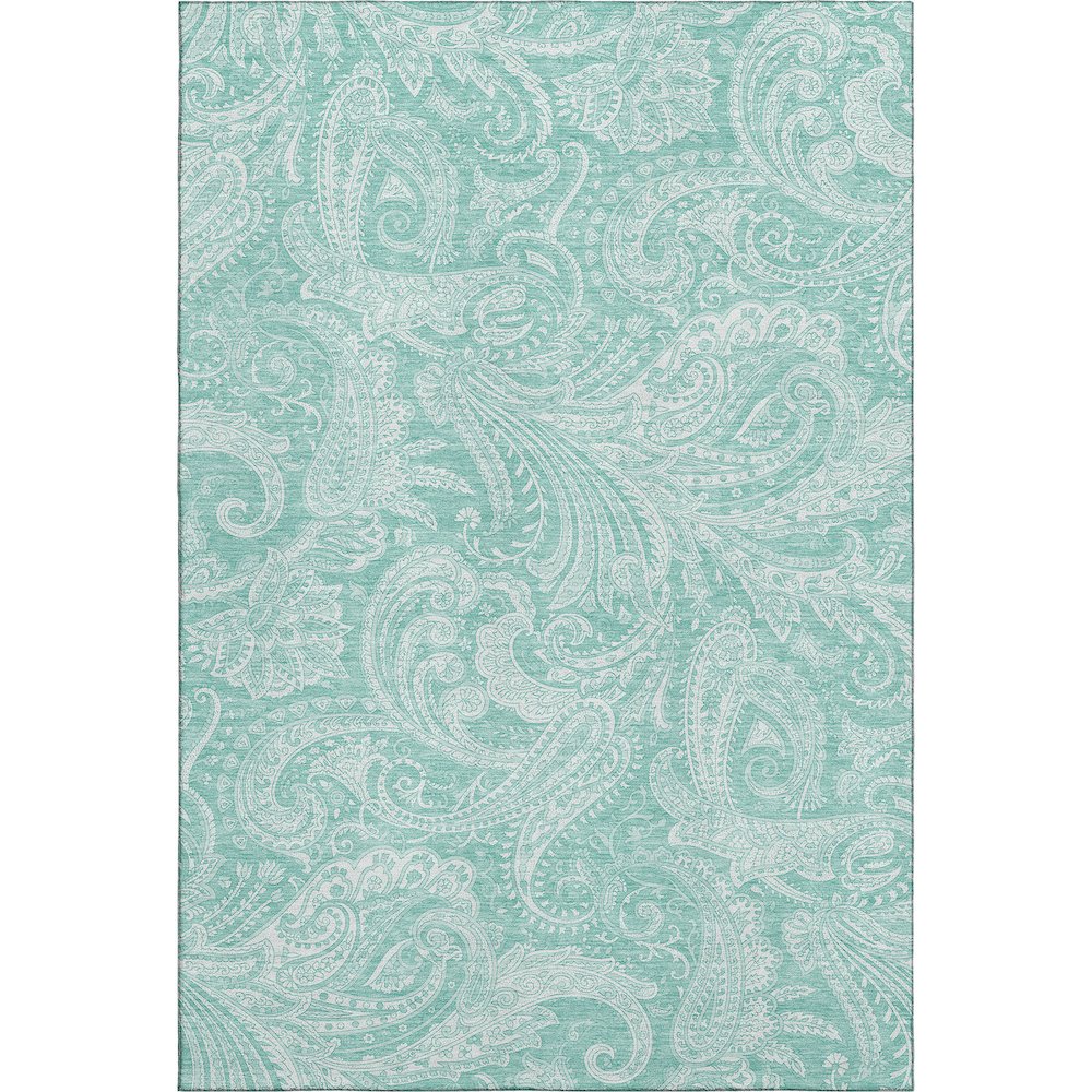 Premium Machine Washable Mayfield AMF654 Teal 5' x 7'6" Rug. Picture 1