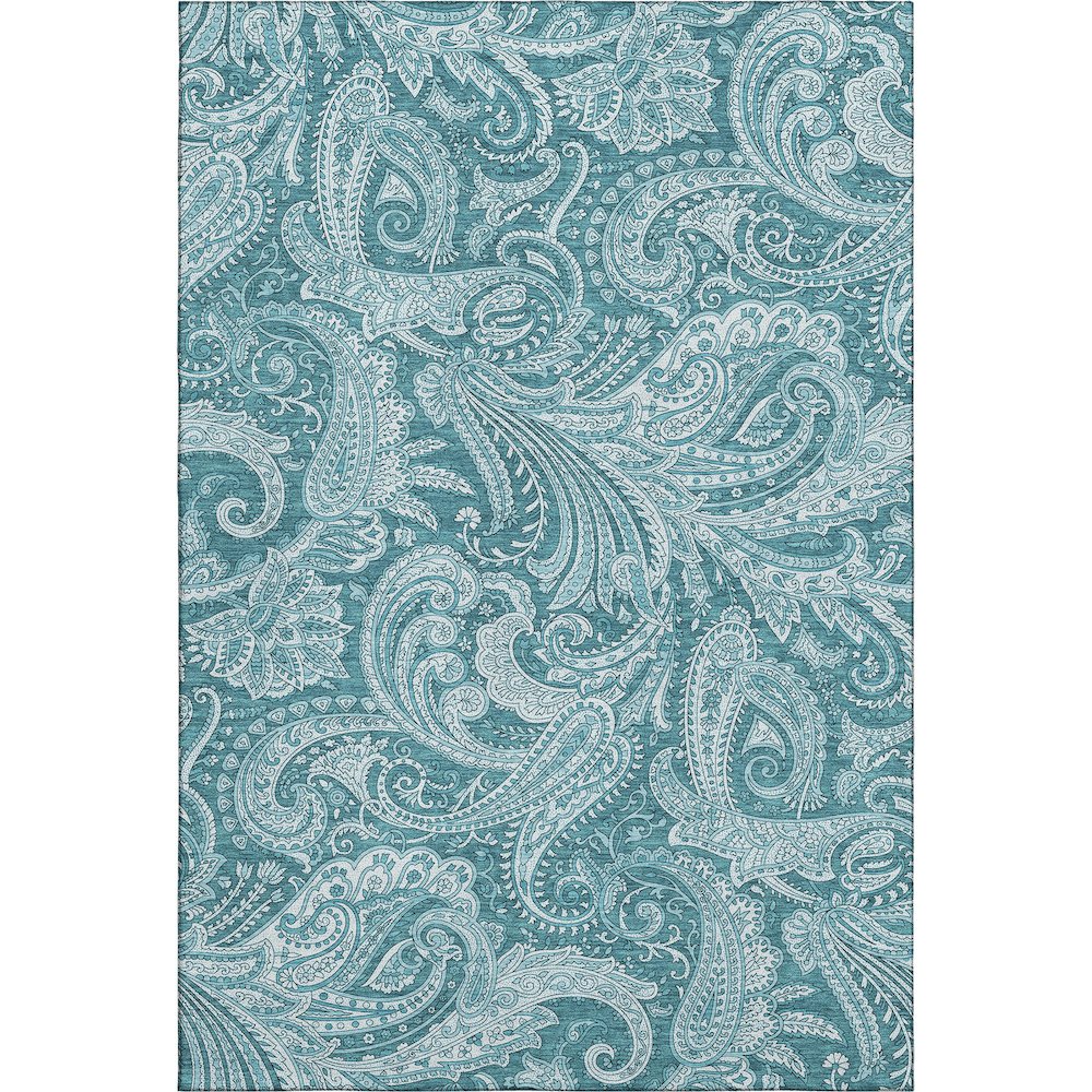 Premium Machine Washable Mayfield AMF654 Turquoise 5' x 7'6" Rug. Picture 1