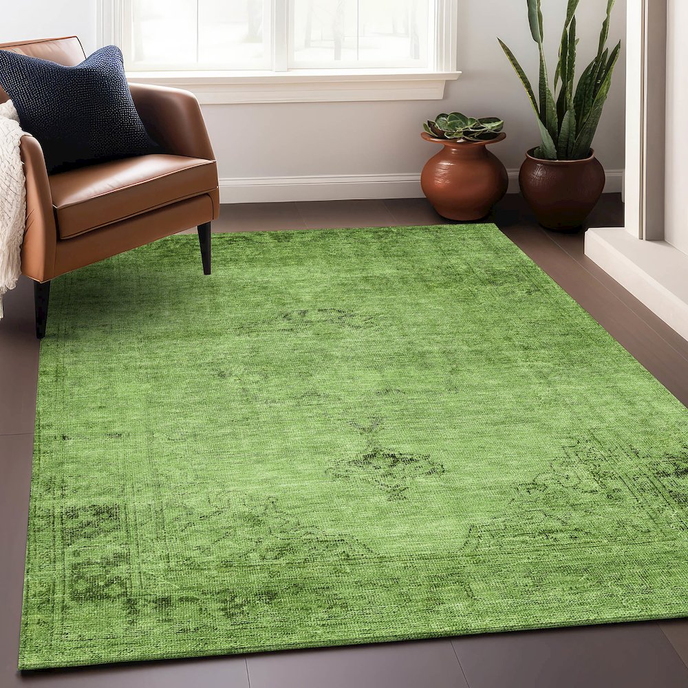 Premium Machine Washable Mayfield AMF658 Aloe 5' x 7'6" Rug. Picture 6
