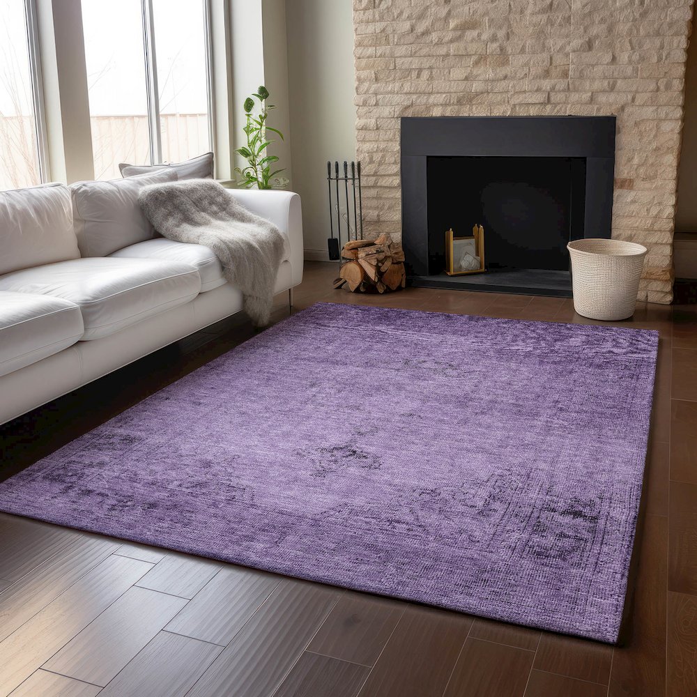 Premium Machine Washable Mayfield AMF658 Purple 5' x 7'6" Rug. Picture 6