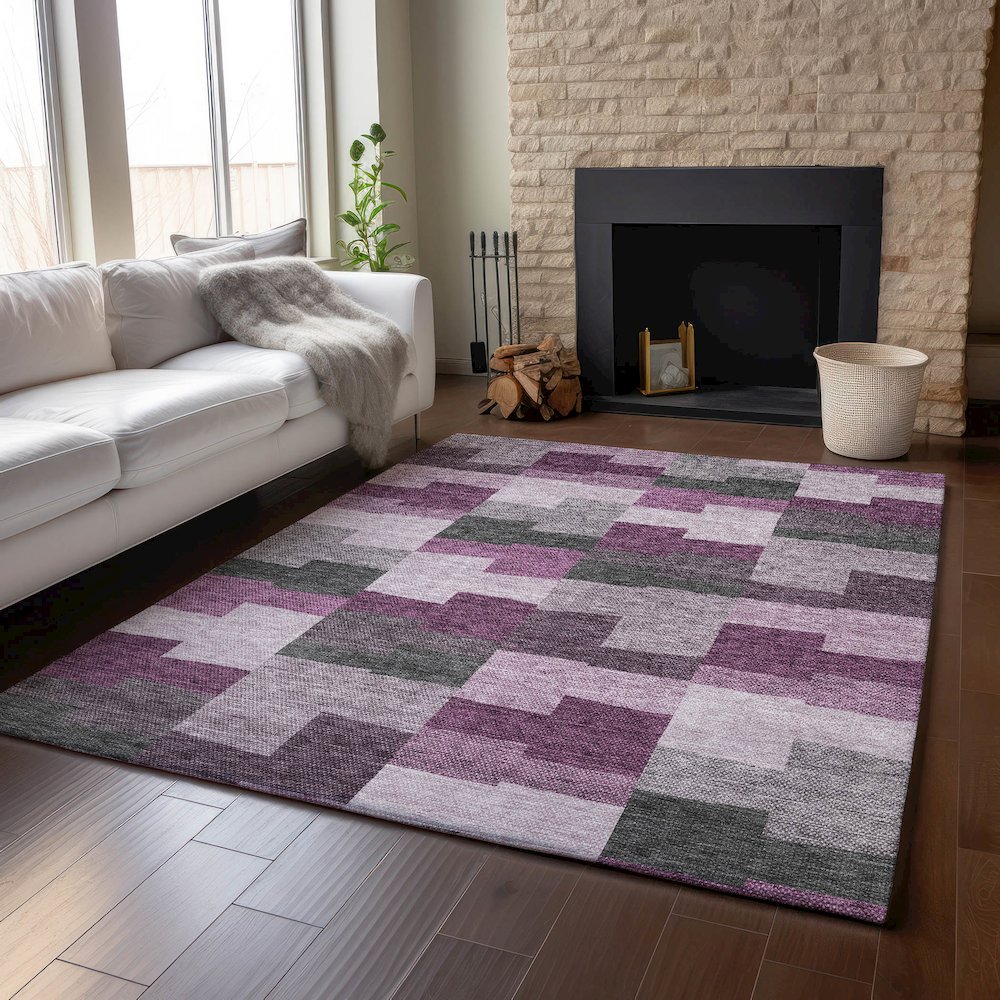 Premium Machine Washable Mayfield AMF659 Merlot 5' x 7'6" Rug. Picture 6