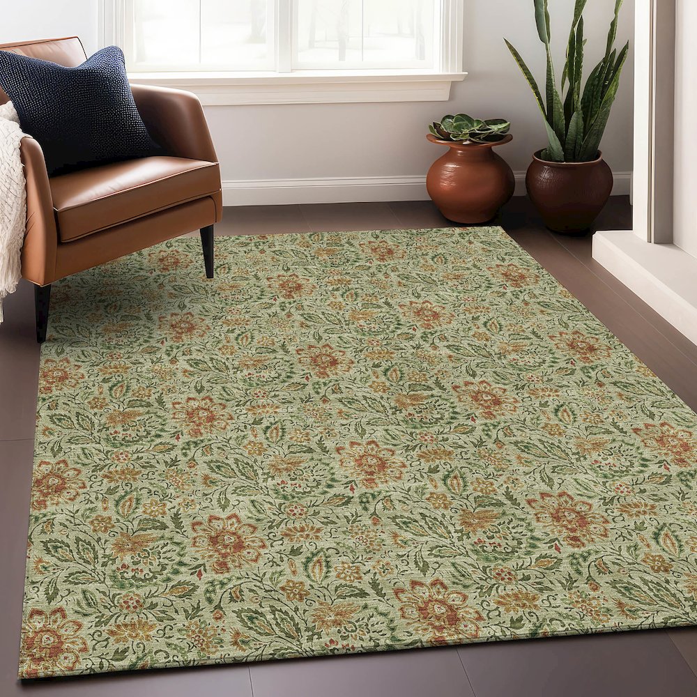 Premium Machine Washable Mayfield AMF660 Aloe 5' x 7'6" Rug. Picture 6