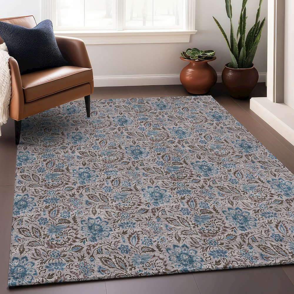 Premium Machine Washable Mayfield AMF660 Mocha 5' x 7'6" Rug. Picture 6